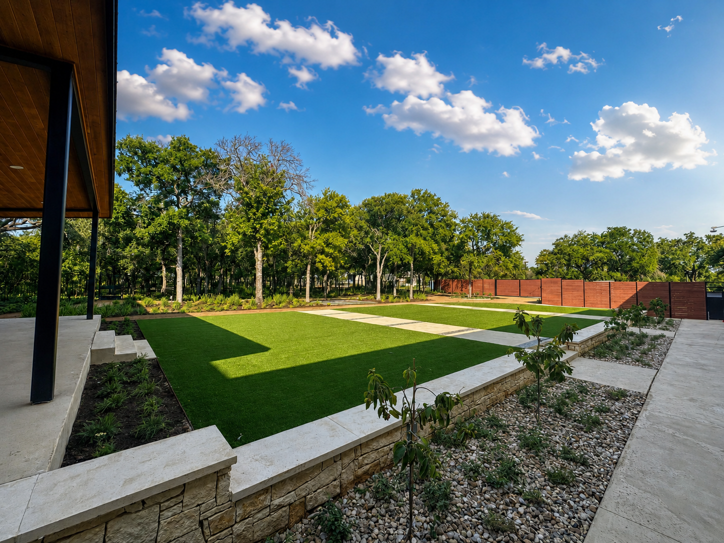 Estate lawn with stepping stone pathway