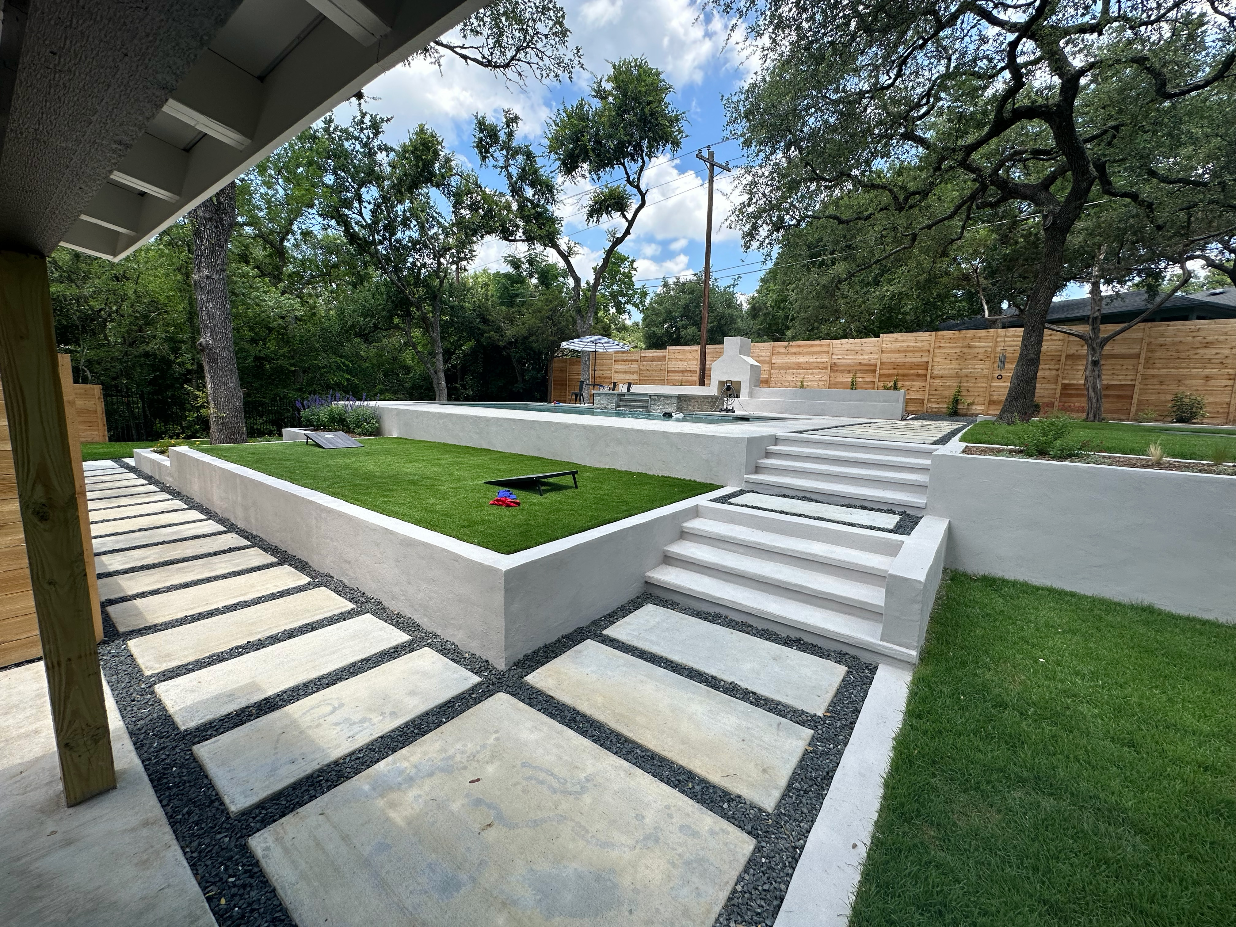 Close-up of stone pavers by Paul's Lawn & Landscape, Austin