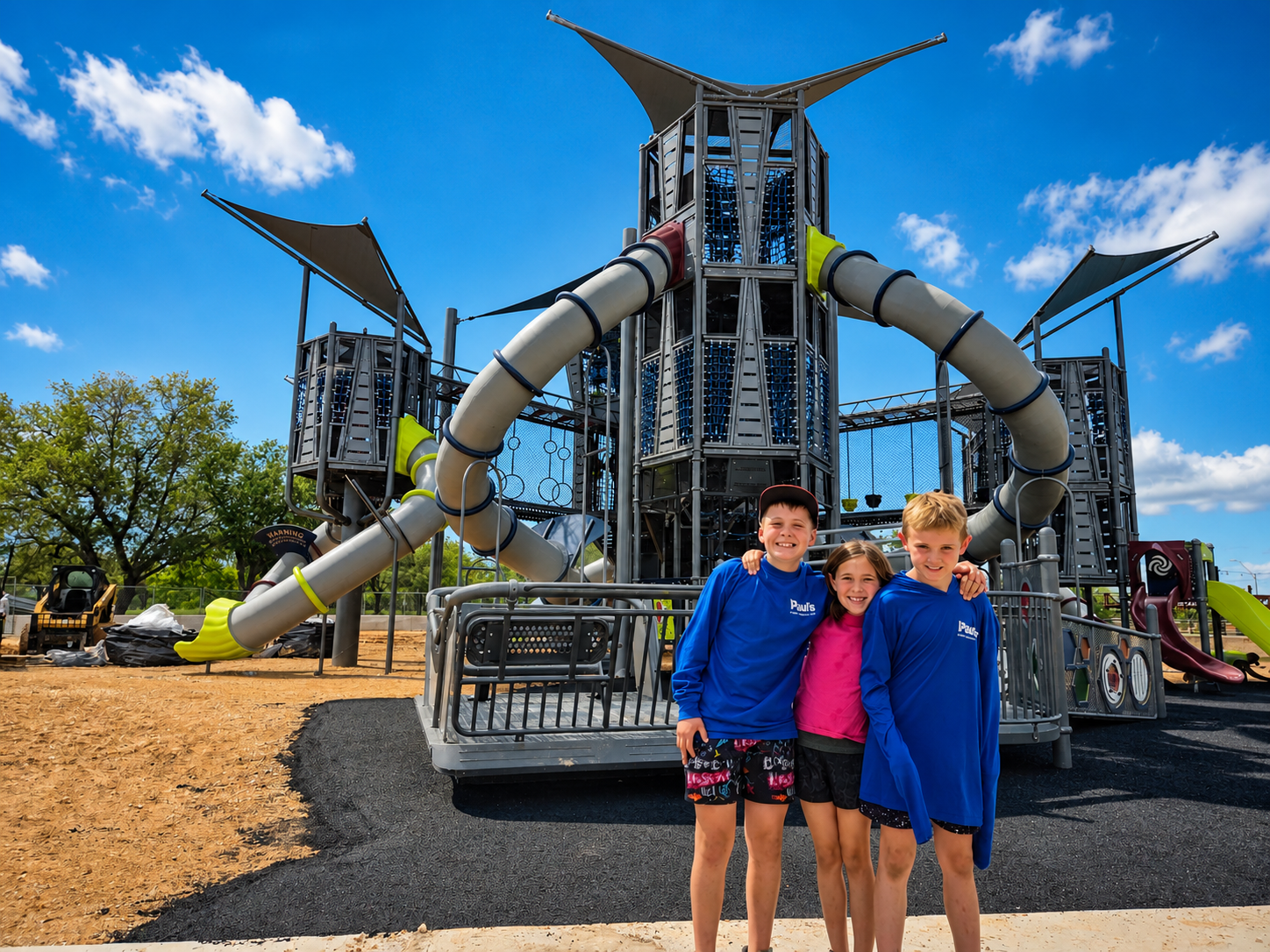 Paul's Lawn playground installation with kids